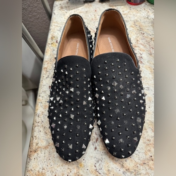 Saks Fifth Avenue Black Men\'s Size 13 M Silvio Studded Loafers Shoes